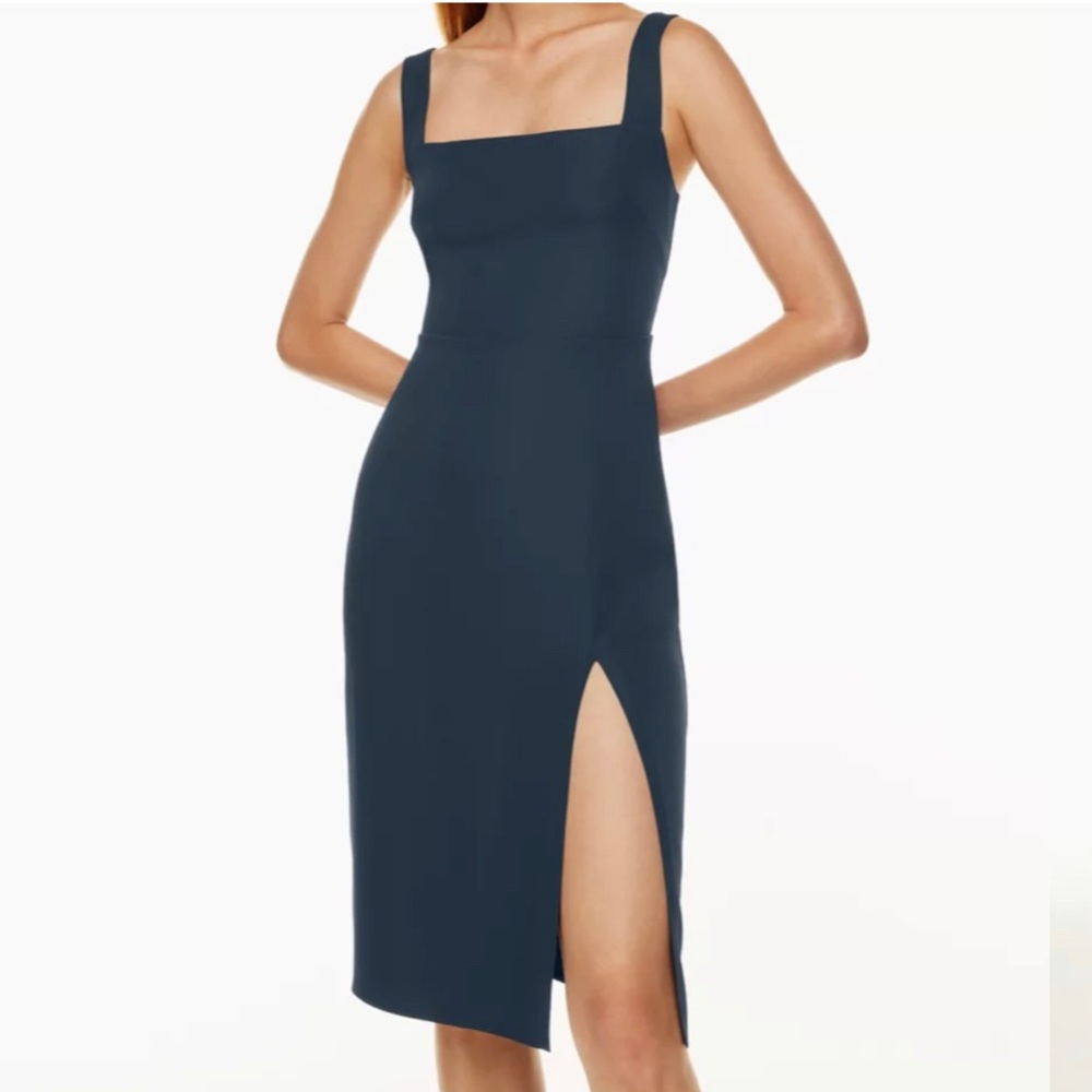 Babaton Aritzia '90s Slit Midi Dress. Teal color